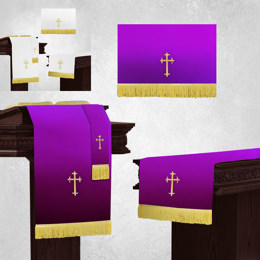Parament Set 3 Pc. Church Supplies in Reversible White/Purple