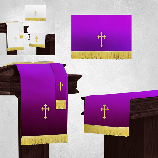 Parament Set 3 Pc. Church Supplies in Reversible White/Purple