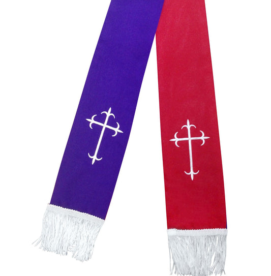 Reversible Clergy Stole - Red/White AND Purple/White