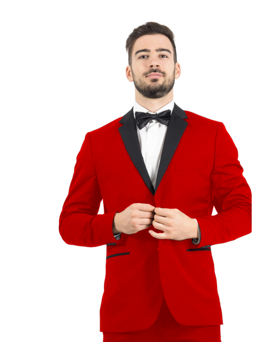 Red Men's 2-Button Tuxedo - Red with Black Lapel