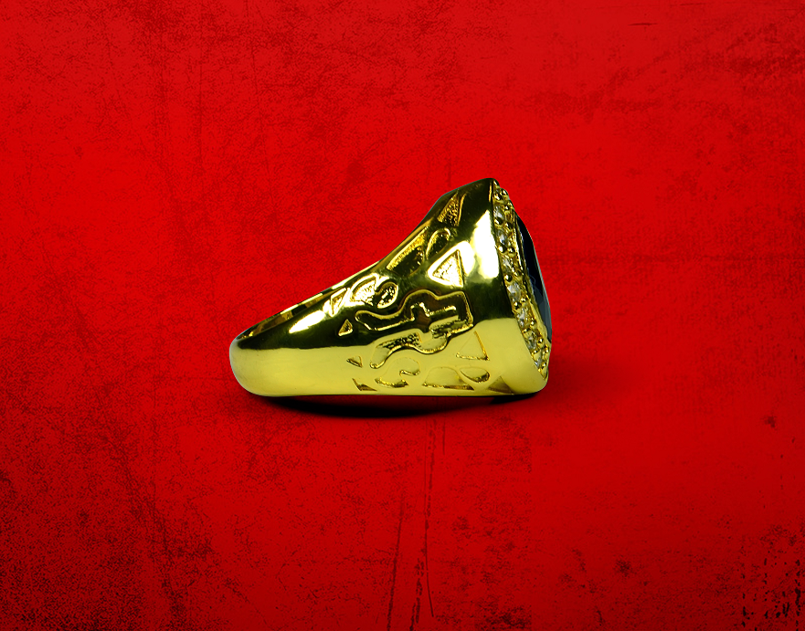 Womens Premium Clergy Ring with Red Stone - Gold w/ Red