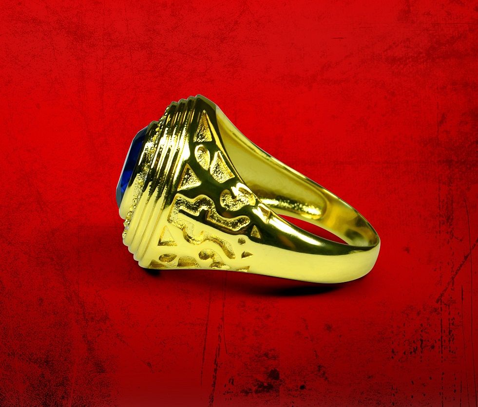 Mens Premium Clergy Ring with Black Stone - Gold w/ Black