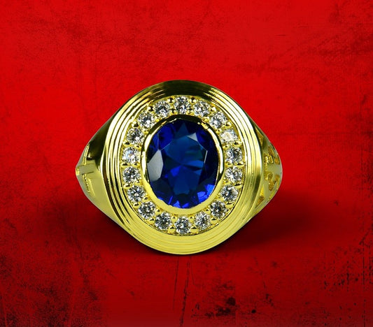 Mens Premium Clergy Ring with Royal Stone - Gold w/ Royal