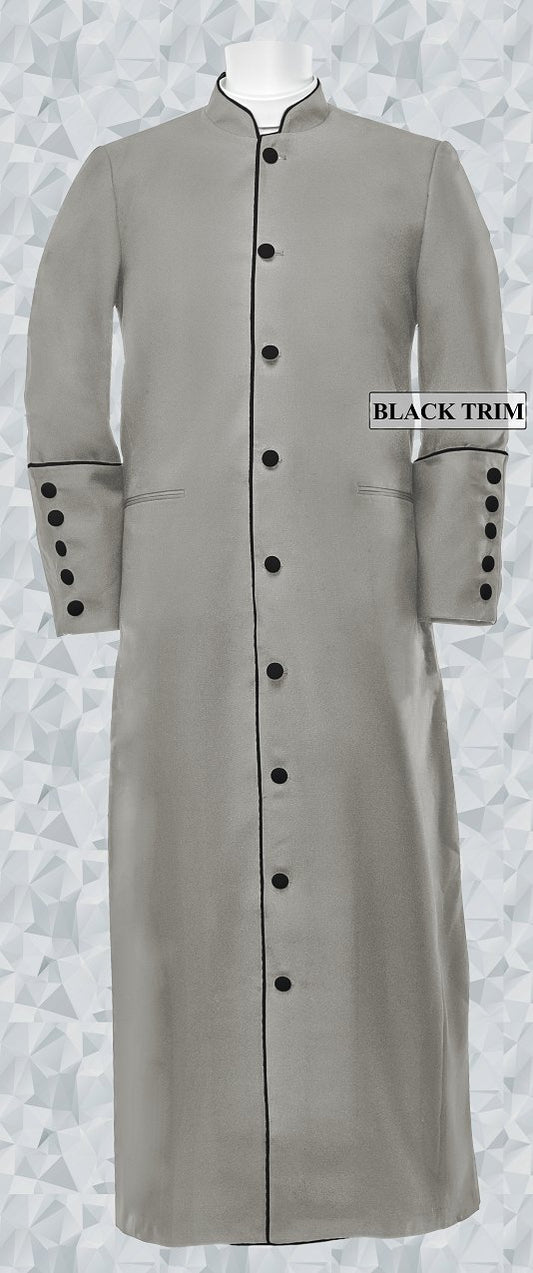 165 M. Men's Classic Pastor/Clergy Robe - Silver/Black Trim