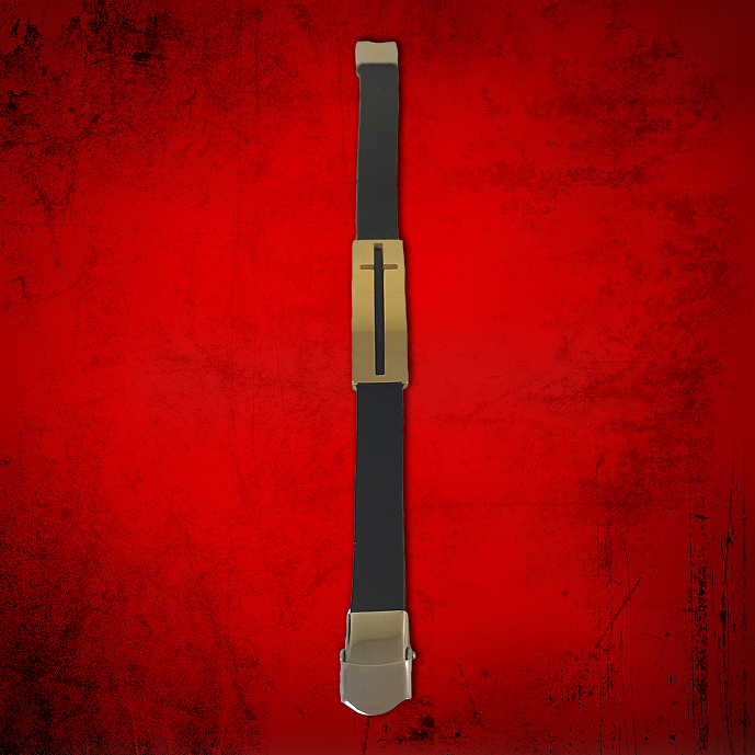Cross Bracelet Black with Gold Slidable Cross