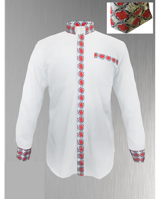 145. Custom Edition Meraki Argyle Men’s Tab Collar Clergy Shirt Set - White