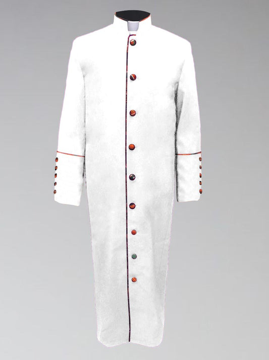 *Featured* Men's Clergy Robe - White with African Kente Cloth TRIM