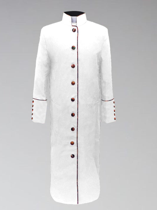 *Featured* Women's Clergy Robe - White with African Kente Cloth TRIM