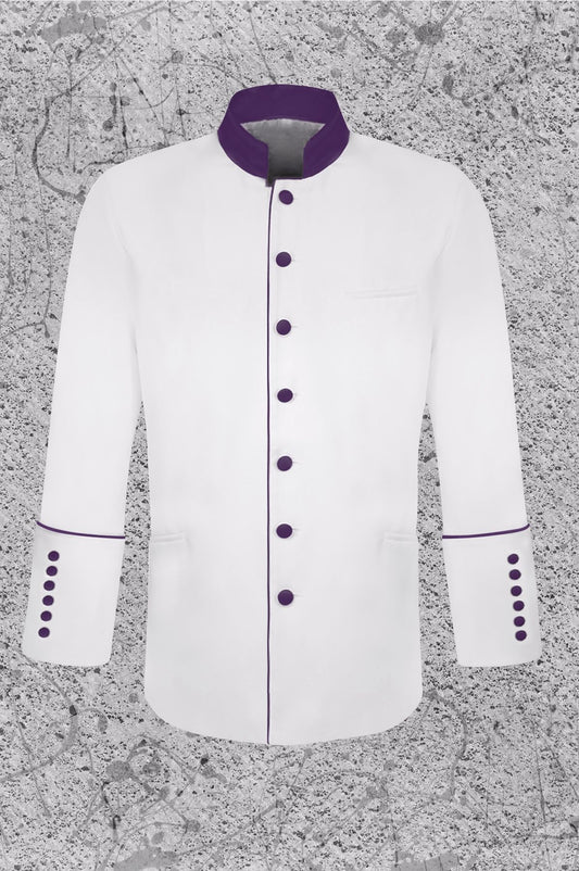 Men's Clergy Frock Jacket - White/Purple