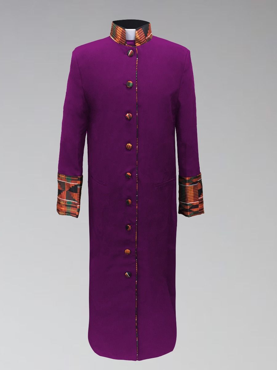 *Featured* Women's Clergy Robe - Purple with African Kente Cloth