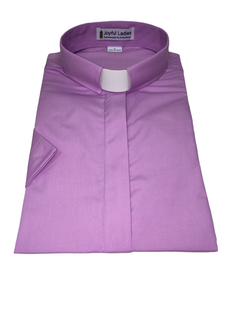 Women's Short-Sleeve Tab-Collar Clergy Shirt - Lavender