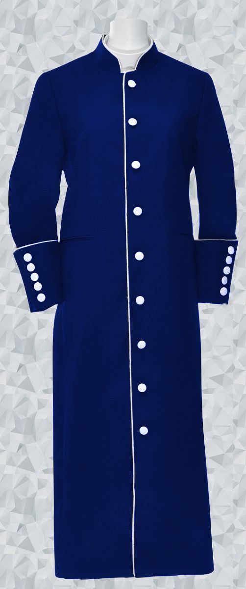 155 W. Women's Clergy/Pastor Robe - Navy/White Trim