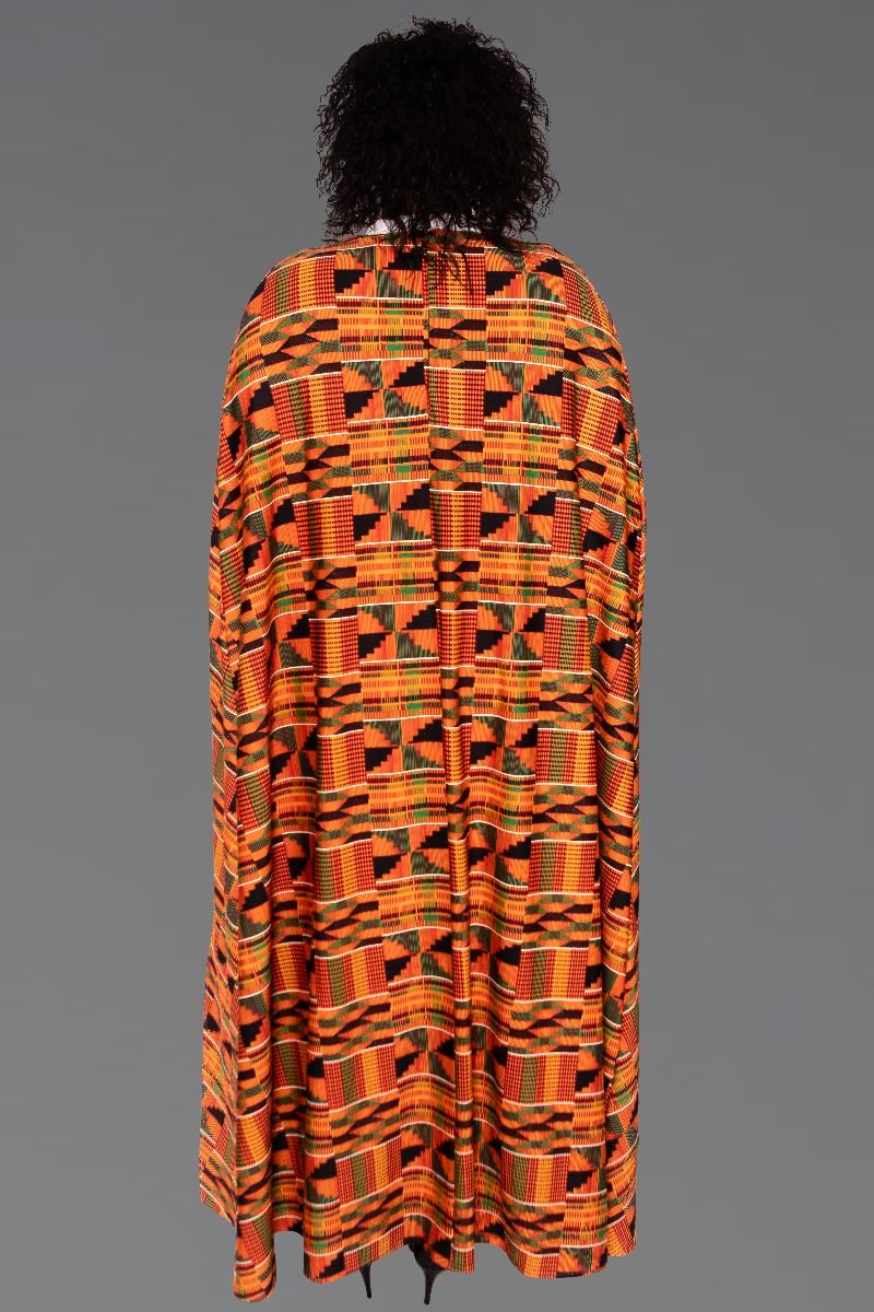 Ladies Clergy Dress - White with Modern Kente CAPE