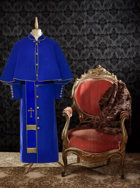 *Limited Exclusive* Women's Pastor/Clergy Robe Royal/Deep Gold Luxury Ensemble